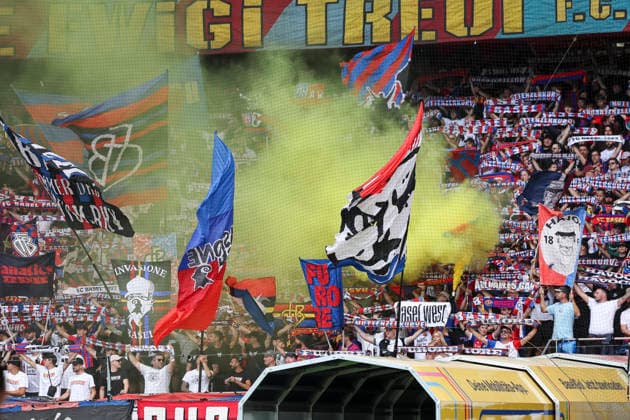 FC Basel: Fan choreography, ultras, banners, flags, scarves, stands, choreography, Switzerland, soccer, Super League, Matchday 3, 2026–2027, FC Basel 1893 vs. FC Thun, August 9, 2026, Basel, St. Jakob Park, Switzerland Copyright: xGrantxHubbsx