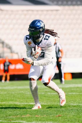 AMERICAN FOOTBALL - EFA, Raiders vs Musketeers INNSBRUCK,AUSTRIA,09.AUG.26 - AMERICAN FOOTBALL - EFA, Raiders Tirol vs Paris Musketeers. Image shows Hugo Tekedam (Paris).  GEPAxpictures xOleskiixMarusyk