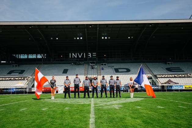AMERICAN FOOTBALL - EFA, Raiders vs Musketeers INNSBRUCK,AUSTRIA,09.AUG.26 - AMERICAN FOOTBALL - EFA, Raiders Tirol vs Paris Musketeers. Image shows game officials.  GEPAxpictures xOleskiixMarusyk