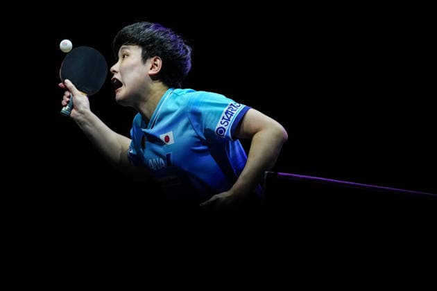 (260809) -- YOKOHAMA, Aug. 9, 2026 -- Harimoto Tomokazu of Japan serves during the men s singles final match between Harimoto Tomokazu of Japan and Oh Junsung of South Korea at the WTT Champions Yokohama 2026 in Yokohama, Japan, Aug. 9, 2026. ) (SP)JAPAN-YOKOHAMA Table tennis, Tischtennis WTT CHAMPIONS YOKOHAMA-MEN S SINGLES JiaxHaocheng