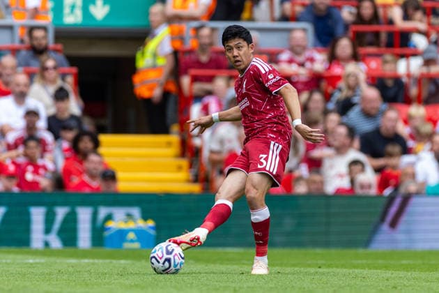 Football - Pre-Season Friendly - Liverpool FC v AS Monaco LIVERPOOL, ENGLAND - Saturday, August 8, 2026: Liverpool s Wataru EndÅ during a pre-season friendly match between Liverpool FC and AS Monaco FC at Anfield. (Photo by David Rawcliffe Propaganda) LIVERPOOL Anfield MERSEYSIDE ENGLAND  Copyright: xDavidxRawcliffex P2026-08-09-Liverpool_Monaco-105