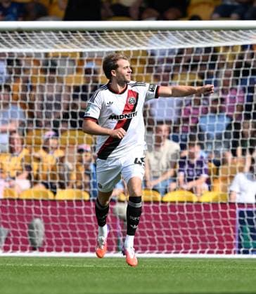 Patrick Bamford of Sheffield United celebrates after scoring the team s first goal Mansfield Town v Sheffield United, EFL Carabao Cup, First Round, Football, One Call Stadium, Mansfield, UK - 09 Aug 2026Mansfield One Call Stadium United Kingdom EDITORIAL USE ONLY No use with unauthorised audio, video, data, fixture lists, club league logos or live services. Online in-match use limited to 120 images, no video emulation. No use in betting, games or single club league player publications. Copyright: xAnnaxGowthorpe Shutterstockx 17051191x