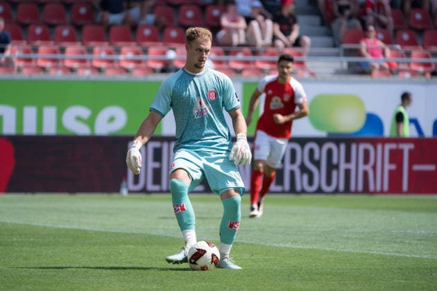 Goalkeeper Luca Bendel (HFC), 32 Hallescher FC vs. Chemnitzer FC, Soccer, Northeast Regional League, Matchday 4, 2026–27 Season, September 8, 2026, Halle Leuna Chemie Stadium, ST Germany
