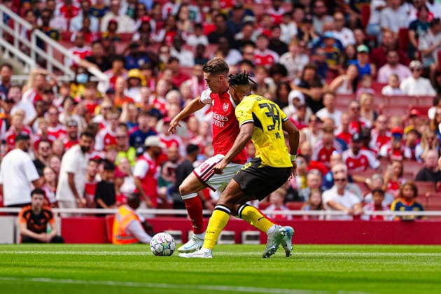 Viktor Gyökeres, Arsenal, 14; Filippo Mane, Borussia Dortmund, 39 (GER); Arsenal vs. Borussia Dortmund, Soccer, Emirates Cup 2026, 2026–2027 Season, August 9, 2026 GER, Arsenal FC vs. Borussia Dortmund, Soccer, Emirates Cup 2026, 2026–2027 Season, August 9, 2026 London Copyright: xEibner-Pressefoto MarcelxvonxFehrnx EP_MFN_P