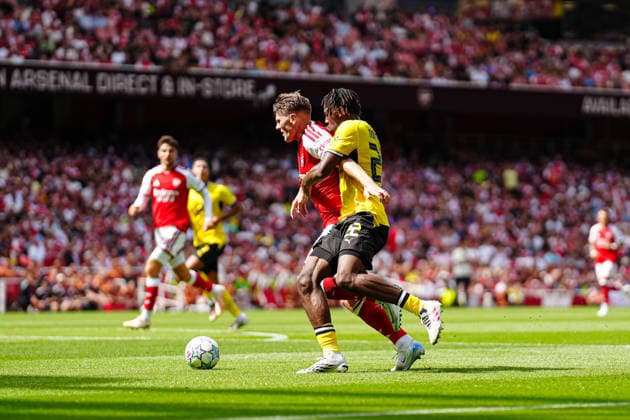 Viktor Gyökeres, Arsenal FC, 14; Joane Gadou, Borussia Dortmund, 22 (GER); Arsenal FC vs. Borussia Dortmund, soccer, Emirates Cup 2026, 2026–2027 season, August 9, 2026 GER, Arsenal FC vs. Borussia Dortmund, Soccer, 2026 Emirates Cup, 2026–2027 Season, August 9, 2026 London Copyright: xEibner-Pressefoto MarcelxvonxFehrnx EP_MFN_P