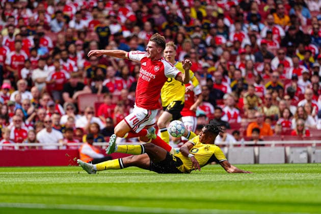 Viktor Gyökeres, Arsenal, 14; Filippo Mane, Borussia Dortmund, 39 (GER); Arsenal vs. Borussia Dortmund, Soccer, Emirates Cup 2026, 2026–2027 Season, August 9, 2026 GER, Arsenal FC vs. Borussia Dortmund, Soccer, Emirates Cup 2026, 2026–2027 Season, August 9, 2026 London Copyright: xEibner-Pressefoto MarcelxvonxFehrnx EP_MFN_P