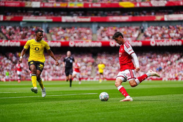 Filippo Mane, Borussia Dortmund, 39, Kai Havertz, Arsenal, 29 (GER), Arsenal vs. Borussia Dortmund, Soccer, Emirates Cup 2026, 2026–2027 Season, August 9, 2026, GER, Arsenal FC vs. Borussia Dortmund, Soccer, 2026 Emirates Cup, 2026–2027 Season, August 9, 2026, London Copyright: xEibner-Pressefoto MarcelxvonxFehrnx EP_MFN_P