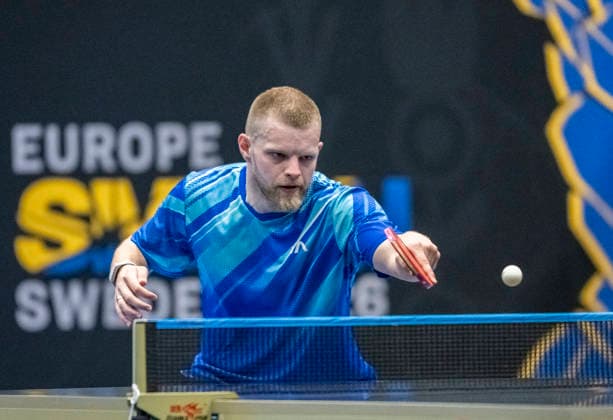 MALMÖ, August 9, 2026 — Nikita Artemenko of Russia hits a backhand during his match against Alvaro Robles of Spain in the second qualifying round of the WTT Europe Smash Sweden 2026 table tennis tournament at Baltiska Hallen in Malmö, Sweden, on August 9, 2026 MALMÖ SWEDEN x50090x  Copyright: xJohanxNilssonx xTTx EUROPE SMASH SWEDEN 2026
