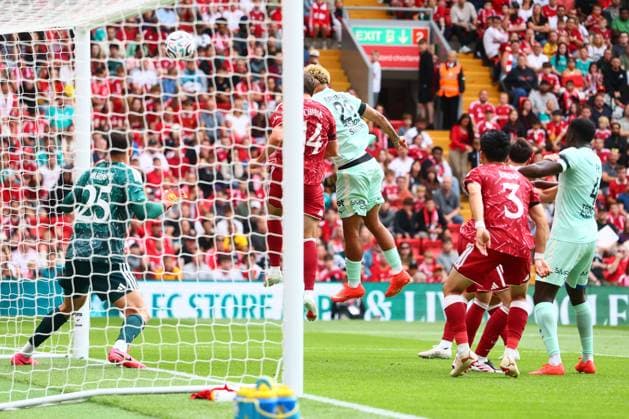 Paris Brunner of Monaco scoring to make it 2-3 Liverpool v Monaco, Pre Season Friendly, Football, Anfield, Liverpool, UK - 09 Aug 2026Liverpool Anfield United Kingdom EDITORIAL USE ONLY No use with unauthorised audio, video, data, fixture lists, club league logos or live services. Online in-match use limited to 120 images, no video emulation. No use in betting, games or single club league player publications. Copyright: xPaulxCurrie Shutterstockx 17051142ey
