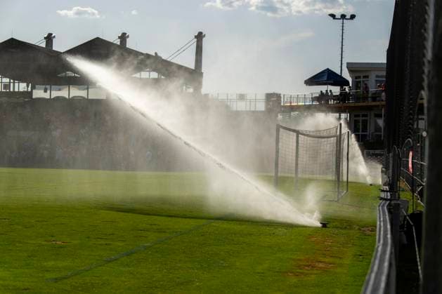 August 9, 2026, Google Pixel Women s Bundesliga Friendly: FC Bayern Women vs. Paris FC, at Sportpark Unterhaching. Due to the heat, the field must be carefully watered.