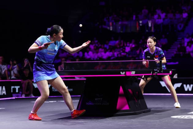 (L-R) Miwa Harimoto (JPN), CHEN Xingtong (CHN), AUGUST 9, 2026 - Table tennis, Tischtennis : WTT Champions Yokohama 2026 Women s Singles Final at Yokohama BUNTAI, Kanagawa, Japan.  aflo_340457551 YUTAKAx