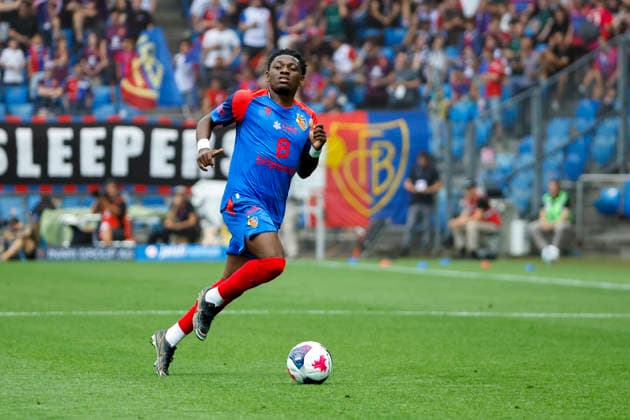 Kazeem Olaigbe, FC Basel, 11 on the Ball, Switzerland, Soccer, Super League, Matchday 3, 2026–2027, FC Basel 1893 vs. FC Thun, August 9, 2026, St. Jakob Park, Basel, Switzerland Copyright: xGrantxHubbsx