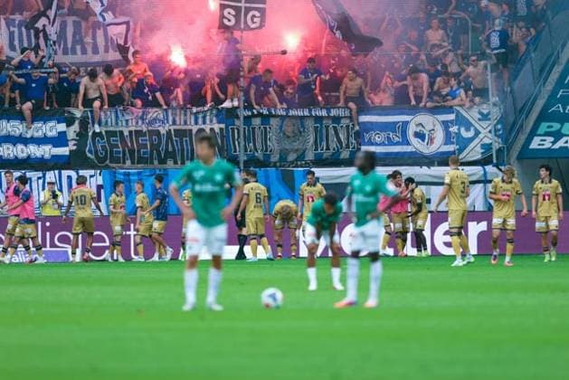 August 9, 2026, Soccer, Brack Super League 2026–27, Round 3, FC St. Gallen 1879 vs. FC Lucerne, Berit Sitter Stadium, St. Gallen, Switzerland; 1–2 for FC Lucerne, goal by Matteo Di Giusto in the 11th minute; FC Lucerne photo by Urs Ottiger