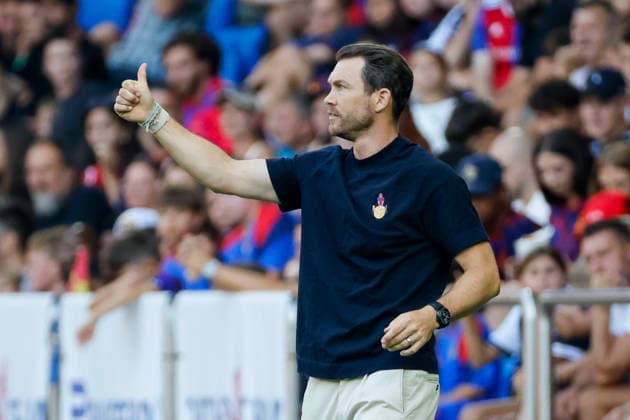 Stephan Lichtsteiner, FC Basel, Coach, Facial Expressions, Emotion, Switzerland, Soccer, Super League, Matchday 3, 2026–2027, FC Basel 1893 vs. FC Thun, August 9, 2026, St. Jakob Park, Basel, Switzerland Copyright: xGrantxHubbsx
