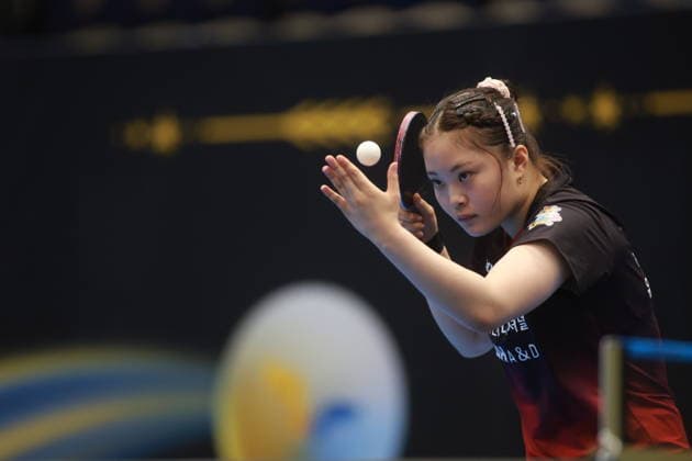 2026 WTT Europe Smash - Sweden - Qualifications Day 2 Yoo Yerin of South Korea competes against Gaia Monfardini of Italy during the women s singles qualifying round 2 at the 2026 Europe Smash at the Baltiska Hallen in Malmo, Sweden, on August 9, 2026. Malmo Sweden  Copyright: xRemyxGrosx originalFilename:gros-europesm260809_npn7b.jpg