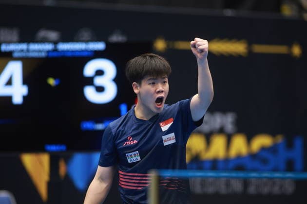 2026 WTT Europe Smash - Sweden - Qualifications Day 2 Izaak Quek of Singapore competes against Liam Pitchford of England during the Men s Singles qualifying round 2 at the 2026 Europe Smash at the Baltiska Hallen in Malmo, Sweden, on August 9, 2026. Malmo Sweden  Copyright: xRemyxGrosx originalFilename:gros-europesm260809_npsFp.jpg