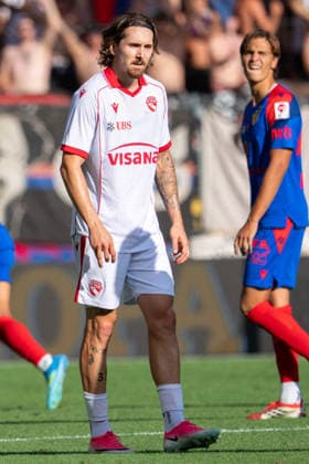BASEL, SWITZERLAND, August 9: Marc Gutbub of Thun during the Swiss Super League 2026–27 match between FC Basel 1893 and FC Thun at St. Jakob Park on August 9, 2026, in Basel, Switzerland; Basel, Basel-Stadt, Switzerland Copyright: xJustPictures.ch PascalxvonxBürenx jp-en-EuSpIm-Pavo_Fotografie-07224