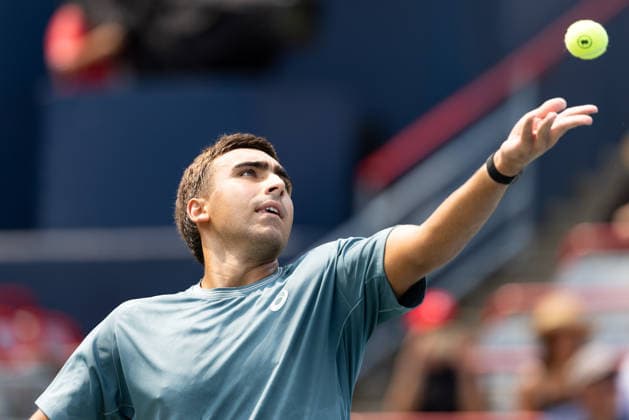 August 9, 2026, Montreal, Quebec, Canada: DANIEL MERIDA from Spain serving in match against Tallon Griekspoor from Nederlands in round of 16 at Canadian Open at IGA stadium in Montreal, Quebec, Canada on 2026-08-09 Montreal Canada - ZUMAl189 20260809_zsp_l189_002 Copyright: xYannickxLegarex