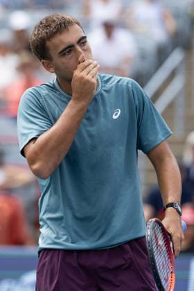 August 9, 2026, Montreal, Quebec, Canada: DANIEL MERIDA from Spain reaction in match against Tallon Griekspoor from Nederlands in round of 16 at Canadian Open at IGA stadium in Montreal, Quebec, Canada on 2026-08-09 Montreal Canada - ZUMAl189 20260809_zsp_l189_010 Copyright: xYannickxLegarex