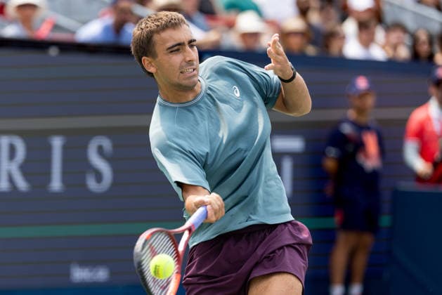 August 9, 2026, Montreal, Quebec, Canada: DANIEL MERIDA from Spain forehand in match against Tallon Griekspoor from Nederlands in round of 16 at Canadian Open at IGA stadium in Montreal, Quebec, Canada on 2026-08-09 Montreal Canada - ZUMAl189 20260809_zsp_l189_016 Copyright: xYannickxLegarex
