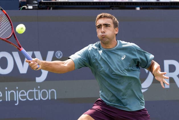 August 9, 2026, Montreal, Quebec, Canada: DANIEL MERIDA from Spain forehand in match against Tallon Griekspoor from Nederlands in round of 16 at Canadian Open at IGA stadium in Montreal, Quebec, Canada on 2026-08-09 TENNIS: Canadian Open Montreal 2026  - ZUMAl189 20260809_zsp_l189_035 Copyright: xYannickxLegarex