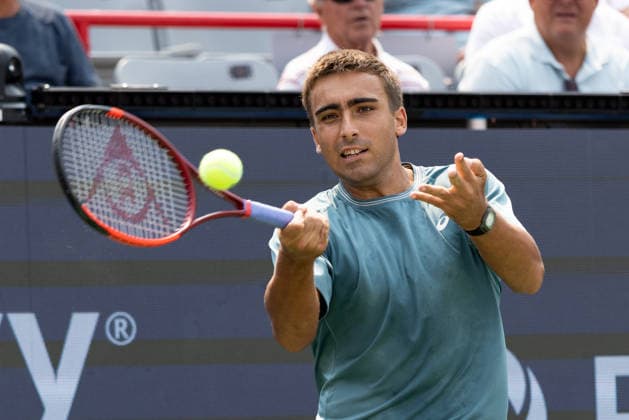 August 9, 2026, Montreal, Quebec, Canada: DANIEL MERIDA from Spain forehand in match against Tallon Griekspoor from Nederlands in round of 16 at Canadian Open at IGA stadium in Montreal, Quebec, Canada on 2026-08-09 Montreal Canada - ZUMAl189 20260809_zsp_l189_020 Copyright: xYannickxLegarex