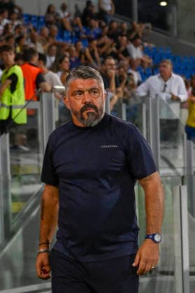 Lazio™s head coach Gennaro Gattuso during the 2026 2027 season pre-season friendly football match between Frosinone and SS Lazio at the Benito Stirpe stadium in Frosinone Italy - Sunday, August 09, 2026 - Soccer ( Photo by Fabrizio Corradetti LaPresse )  Copyright: xFabrizioxCorradetti LaPressex