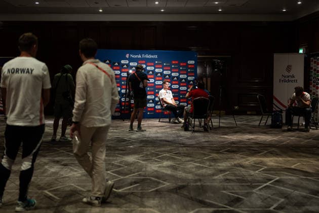 August 9, 2026: Jakob Asserson Ingebrigtsen of the Norwegian national track and field team at a press event ahead of the 2026 European Athletics Championships on August 9, 2026 in Birmingham. Photo by Mathias Bergeld, BILDBYRAN, code MB MB1396. athletics, friidrett, friidrotts EM, 2026 European Athletics Championships, press conference, event, meeting, 1, BBeng, Norway, Norge  Copyright: MATHIASxBERGELD BB260809MB013