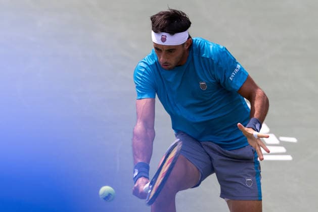August 9, 2026, Montreal, Quebec, Canada: THIAGO AUGUSTIN TIRANTE from Argentina backhand in match against Learner Tien (12) from USA in round of 16 at Canadian Open at IGA stadium in Montreal, Quebec, Canada on 2026-08-09 Montreal Canada - ZUMAl189 20260809_zsp_l189_075 Copyright: xYannickxLegarex