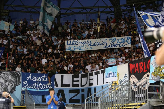 SOCCER - Friendly Match - Frosinone vs. Lazio Photo by IPA ABACAPRESS.COM87360840 - SS Lazio supporters during the preseason friendly soccer match between Frosinone Calcio and SS Lazio at Benito Stirpe Stadium on August 9, 2026, in Frosinone, Italy. Frosinone Italy  Copyright: xIPAxSport ABACAx