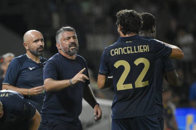Lazio™s head coach Gennaro Gattuso during the 2026 2027 season pre-season friendly football match between Frosinone and SS Lazio at the Benito Stirpe stadium in Frosinone Italy - Sunday, August 09, 2026 - Soccer ( Photo by Fabrizio Corradetti LaPresse )  Copyright: xFabrizioxCorradetti LaPressex