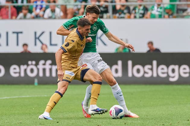 Brack Super League 2026–2027: FC St. Gallen 1879 vs. FC Lucerne, St. Gallen, Switzerland St. Gallen, Switzerland, August 9, 2026 Stefan Knezevic and Andrin Hunziker during the Brack Super League match between FC St. Gallen 1879 and FC Lucerne in St. Gallen