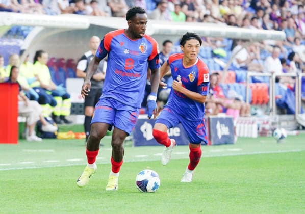 August 9, 2026 Swiss Men s Soccer Super League 2026–2027 Season FC Basel vs. FC Thun 4–2 Photo: Victory Akpe and Keigo Tsunemoro, FC Basel in action