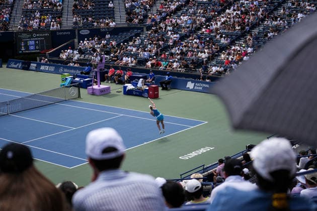 National Bank Open 2026 - Day 9 TORONTO, CANADA - AUGUST 9 : Liudmila Samsonova in action against Elena Rybakina of Kazakhstan in the round of 16 during the WTA, Tennis Damen 1000 National Bank Open in Toronto, Ontario, Canada on August 9, 2026. Mert Alper Dervis Anadolu Ontario Canada. Editorial use only. Please get in touch for any other usage.  Copyright: x2026xAnadoluxMertxAlperxDervisx