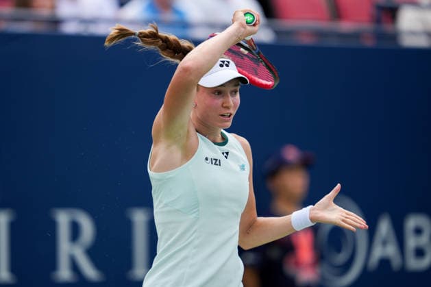 National Bank Open 2026 - Day 9 TORONTO, CANADA - AUGUST 9 : Elena Rybakina of Kazakhstan in action against Liudmila Samsonova in the round of 16 during the WTA, Tennis Damen 1000 National Bank Open in Toronto, Ontario, Canada on August 9, 2026. Mert Alper Dervis Anadolu Ontario Canada. Editorial use only. Please get in touch for any other usage.  Copyright: x2026xAnadoluxMertxAlperxDervisx