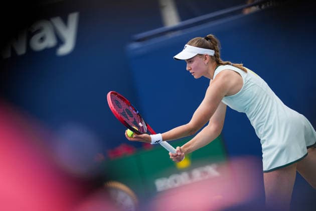 National Bank Open 2026 - Day 9 TORONTO, CANADA - AUGUST 9 : Elena Rybakina of Kazakhstan in action against Liudmila Samsonova in the round of 16 during the WTA, Tennis Damen 1000 National Bank Open in Toronto, Ontario, Canada on August 9, 2026. Mert Alper Dervis Anadolu Ontario Canada. Editorial use only. Please get in touch for any other usage.  Copyright: x2026xAnadoluxMertxAlperxDervisx