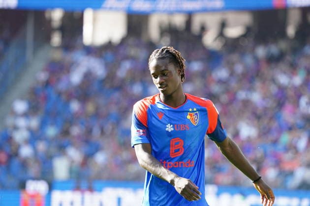 August 9, 2026 Swiss Men s Soccer Super League 2026–2027 Season FC Basel vs. FC Thun 4–2 Photo: Asane Sow, FC Basel, in action (single frame)