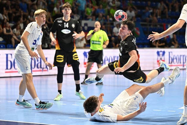GERMANY vs SLOVENIA TIM BENNET THIELICKE handball U18 Gernany national team, Nationalteam vs Slovenia during EHF U18 European Championship, EM, Europameisterschaft final match at Aleksandar Nikolic Pionir hall, Belgrade 09.08.2026 Foto: HANDBALL, SERBIA, EHF EUROPEAN U18 CHAMPIONSHIP, GERMANY, SLOVENIA Belgrade Aleksandar Nikolic Pionir arena Serbia Copyright: xMarkoxMetlasx xMNxPressx