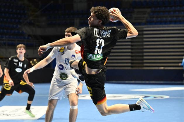 GERMANY vs SLOVENIA ELVIS ERNESTO KRETZSCHMAR handball U18 Gernany national team, Nationalteam vs Slovenia during EHF U18 European Championship, EM, Europameisterschaft final match at Aleksandar Nikolic Pionir hall, Belgrade 09.08.2026 Foto: HANDBALL, SERBIA, EHF EUROPEAN U18 CHAMPIONSHIP, GERMANY, SLOVENIA Belgrade Aleksandar Nikolic Pionir arena Serbia Copyright: xMarkoxMetlasx xMNxPressx