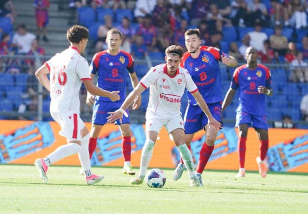 August 9, 2026 Swiss Men s Soccer Super League 2026–2027 Season FC Basel vs. FC Thun 4–2 Photo: Fabio Saiz, FC Thun, in action