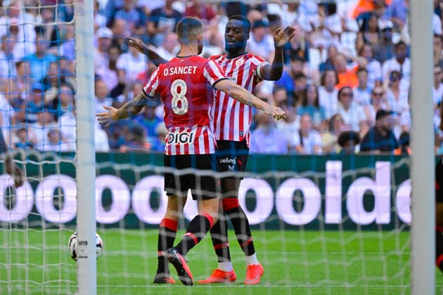 FOOTBALL : Olympique de Marseille VS Athletic Club Bilbao - 09 08 2026 Joy Athletic Club Bilbao - But Sancet - Pre-season friendly between Olympique de Marseille and Athletic Club Bilbao on August 9, 2026 at the CEPAC Velodrome Stadium in Marseille. MarseilleFrance  Copyright: xWilliamxCannarellax