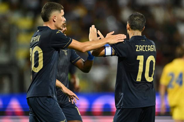 IPA87363076 - Mattia Zaccagni of S.S. Lazio celebrates after scoring the goal that made the score 1-2 during a preseason friendly match between Frosinone Calcio and S.S. Lazio at the Benito Stirpe Stadium on August 9, 2026, in Frosinone, Italy.  Copyright: xDomenicoxCippitelli IPAxSportx xx 87363076