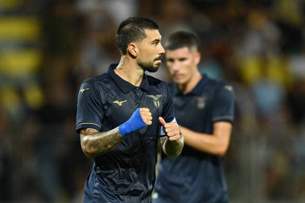 IPA87363077 - Mattia Zaccagni of S.S. Lazio celebrates after scoring the goal that made the score 1-2 during a preseason friendly match between Frosinone Calcio and S.S. Lazio at the Benito Stirpe Stadium on August 9, 2026, in Frosinone, Italy.  Copyright: xDomenicoxCippitelli IPAxSportx xx 87363077