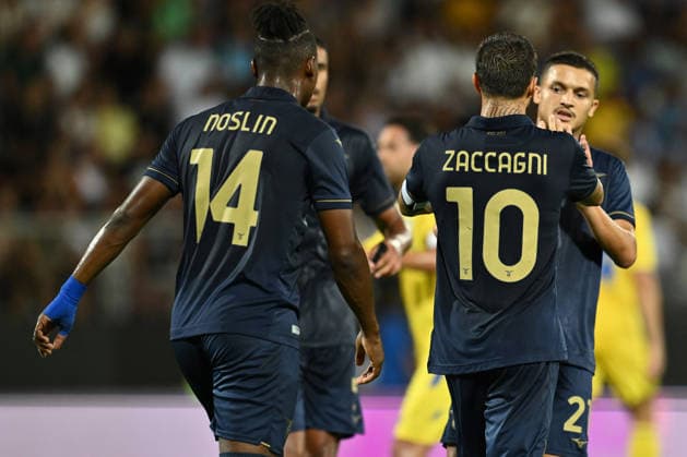 IPA87363085 - Mattia Zaccagni of S.S. Lazio celebrates after scoring the goal that made the score 1-2 during a preseason friendly match between Frosinone Calcio and S.S. Lazio at the Benito Stirpe Stadium on August 9, 2026, in Frosinone, Italy.  Copyright: xDomenicoxCippitelli IPAxSportx xx 87363085