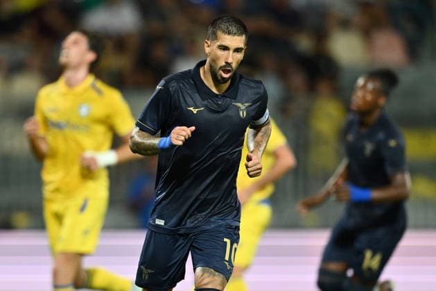 IPA87363099 - Mattia Zaccagni of S.S. Lazio celebrates after scoring the goal that made the score 1-2 during a preseason friendly match between Frosinone Calcio and S.S. Lazio at the Benito Stirpe Stadium on August 9, 2026, in Frosinone, Italy.  Copyright: xDomenicoxCippitelli IPAxSportx xx 87363099