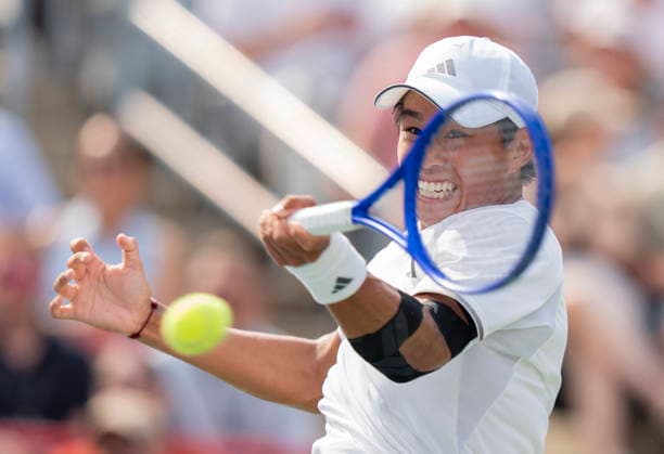 August 9, 2026, Montreal, Pq, Canada: Learner Tien of the United States hits a return to Thiago Agustin Tirante of Argentina during Round of 16 tennis action at the National Bank Open in Montreal on Sunday, Aug. 9, 2026. Canada News - August 9, 2026  - ZUMAc35_ 20260809_zaf_c35_073 Copyright: xChristinnexMuschix