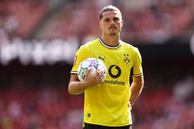 Arsenal gegen Borussia Dortmund, 9. August 2026, London, Emirates Cup: Arsenal gegen Borussia Dortmund – Marcel Sabitzer von Borussia Dortmund. Foto: Jacques Feeney. Abseits. London, Großbritannien  Copyright: xJacquesxFeeneyx xOffsidexOffside
