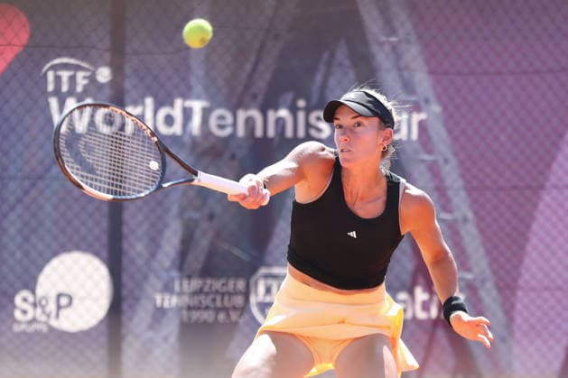 Leipzig Open 2026, ITF Final: Ida Wobker vs. Irene Burillo, August 9, 2026—Irene Burillo (Spain, ESP) in the final of the Leipzig Open 2026, ITF World Tennis Tour, August 9, 2026, at the Leipzig Tennis Club 1990 on the Sportforum Nordanlage grounds Copyright: xBEAUTIFULxSPORTS JanxKaeferx