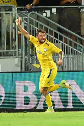 IPA87364167 - Giacomo Calo of Frosinone Calcio celebrates after scoring the goal that made the score 1-0 during the friendly soccer match between Frosinone and S.S. Lazio in Frosinone, Italy, on August 9, 2026  Copyright: xClaudioxEnea IPAxSportx xx 87364167
