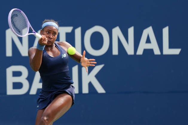 National Bank Open 2026 - Day 9 TORONTO, CANADA - AUGUST 9 : Coco Gauff of the United States in action against Alina Korneeva in the round of 16 during the WTA, Tennis Damen 1000 National Bank Open in Toronto, Ontario, Canada on August 9, 2026. Mert Alper Dervis Anadolu Ontario Canada. Editorial use only. Please get in touch for any other usage.  Copyright: x2026xAnadoluxMertxAlperxDervisx